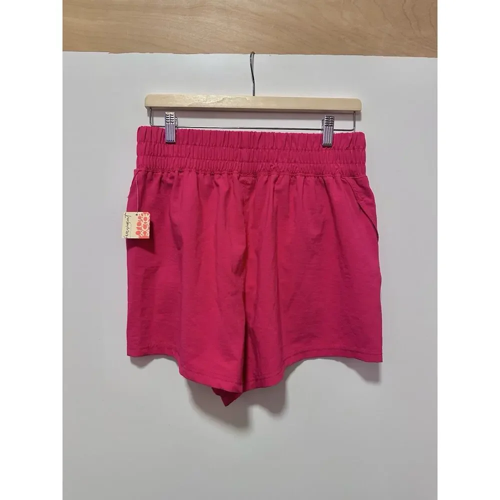 Free People Movement Women’s Pink Athletic Shorts L Pull-On Pockets